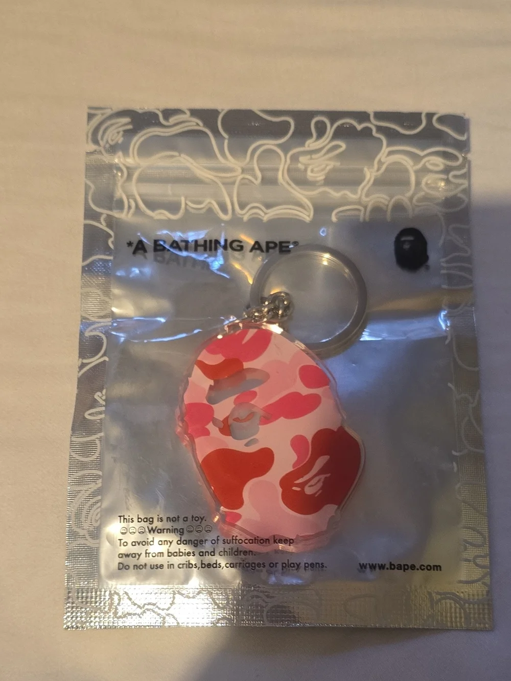 DS BAPE ABC Camo Ape Head Acrylic Keychain Pink - New In Bag - Bathing Ape